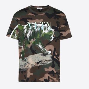 VALENTINO CAMOUFLAGE T-SHIRT WITH ANIMAL PRINT